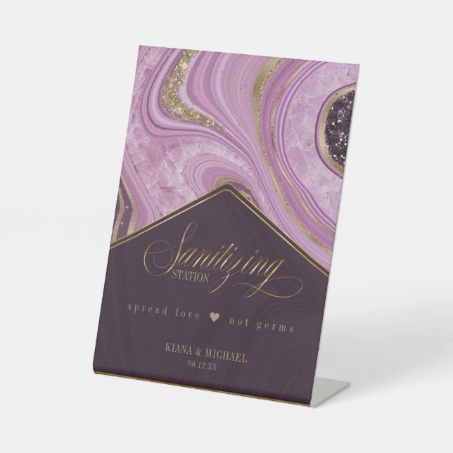 Signe De Table Station de nettoyage d'Agate Abstraite Mauve ID827 (Recto)