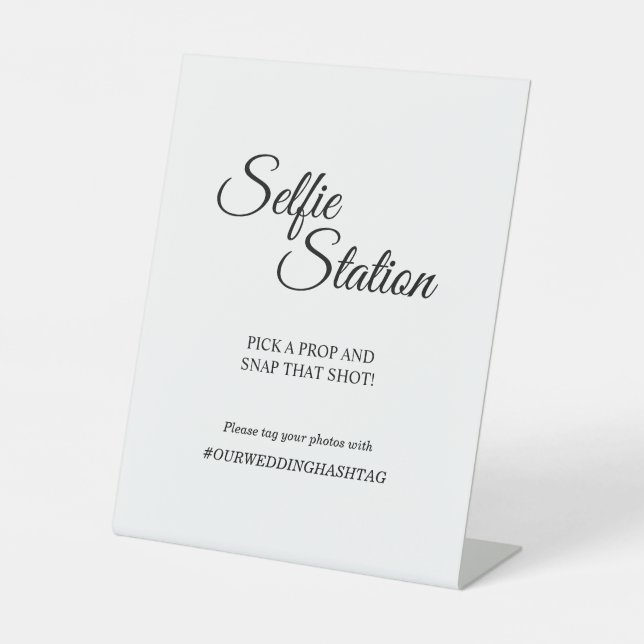 Signe De Table Station de Selfie de calligraphie noir et blanc si (Recto)