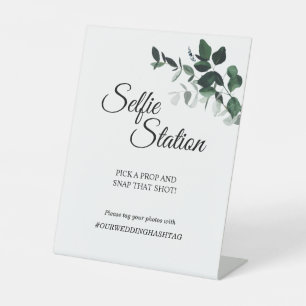 Signe De Table Station de Selfie de Mariage botanique neutre