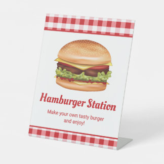 Signe De Table Station Hamburger Bar à Burger Faites Votre Propre