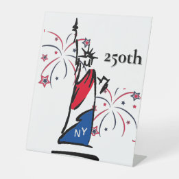 Signe De Table Statue de la Liberté avec feu d'artifice 250e Indé