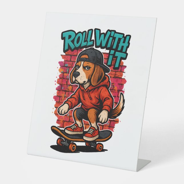 Signe De Table Style de rue Beagle Skateboard Graffiti Art (Recto)