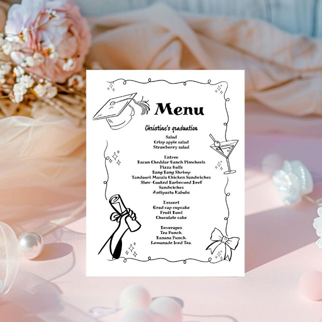 Signe De Table Style Doodles Whimsical Hand Dradud Graduation (Créateur téléchargé)