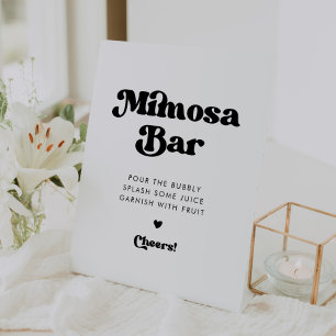 Signe De Table Style rétro noir & blanc mariage Mimosa bar