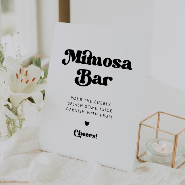 Signe De Table Style rétro noir & blanc mariage Mimosa bar (Créateur téléchargé)