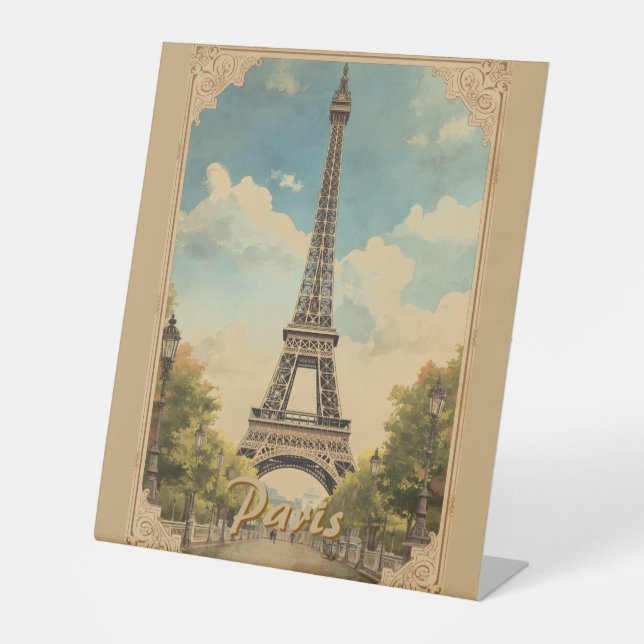 Signe De Table Style Vintage Paris Tour Eiffel  (Recto)