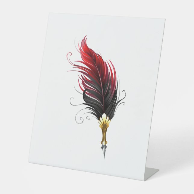 Signe De Table Stylo rouge en plumes avec nib or (Recto)