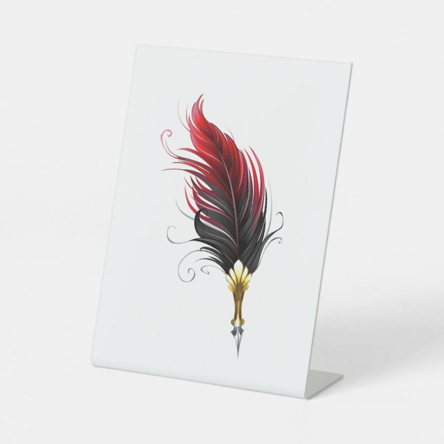 Signe De Table Stylo rouge en plumes avec nib or (Recto)