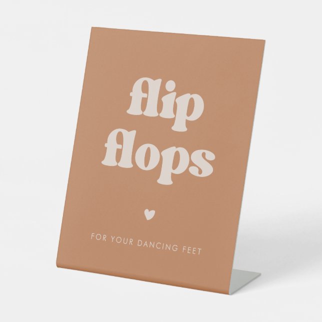 Signe De Table Sucre Brown rétro élégant Flip Flops mariage (Recto)