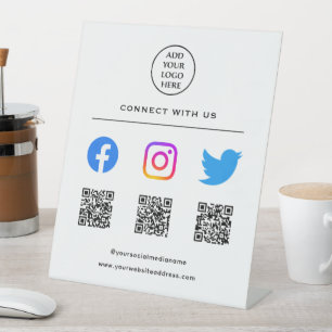 Signe De Table Suivez Scan Me Connecter Avec Nous Code QR Votre L