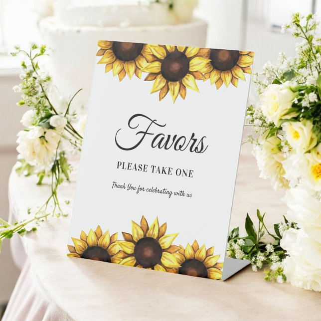 Signe De Table Sunflower Favore Mariage Jaune Blanc (Créateur téléchargé)