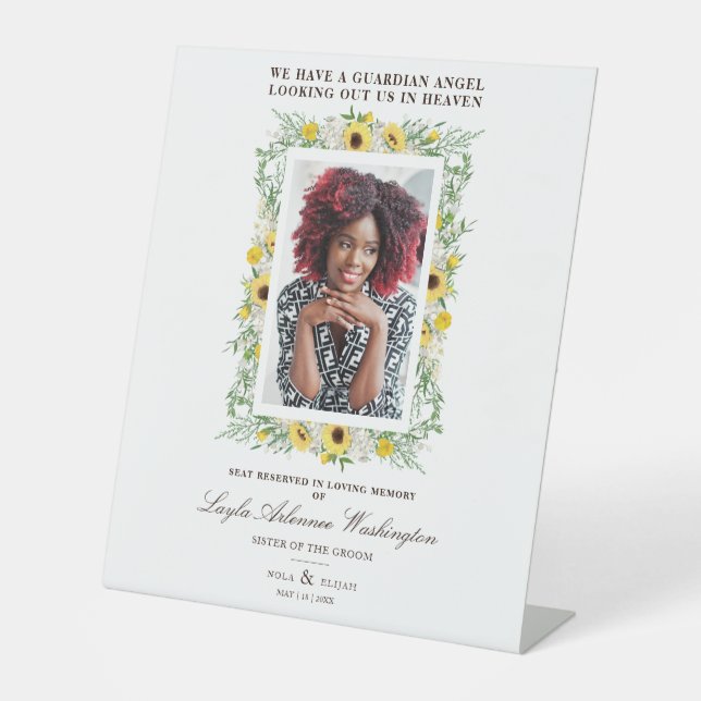 Signe De Table Sunflowers Photo Remembrance Wedding Dear Ones (Recto)