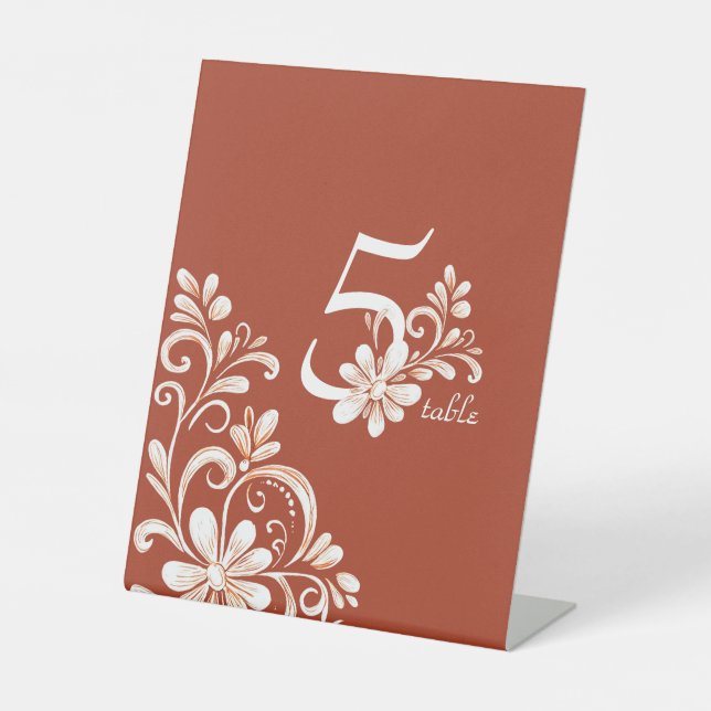 Signe De Table Sunset Rust Red Shabby Chic Wedding Table Sign (Recto)