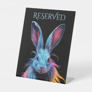 Signe De Table Superbe Lapin bleu sur le feu Réservé