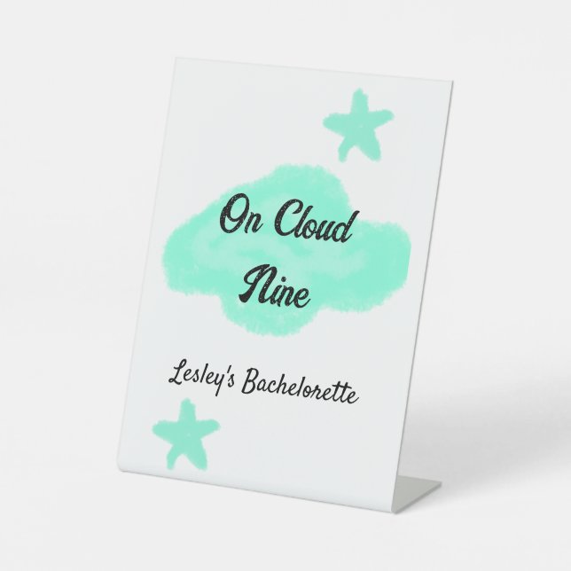 Signe De Table Sur Cloud neuf nuages pastel vert étoile bachelore (Recto)