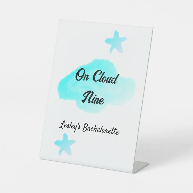 Signe De Table Sur un nuage neuf nuages pastel bleu étoile enterr (Recto)