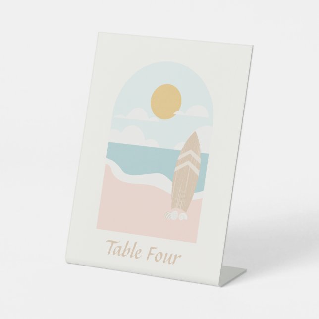 Signe De Table Surboard Beach Baby shower Numéro de table (Recto)
