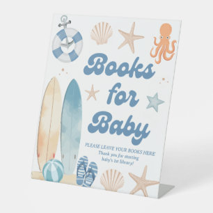 Signe De Table Surfboard Baby shower côtier Livres pour bébé