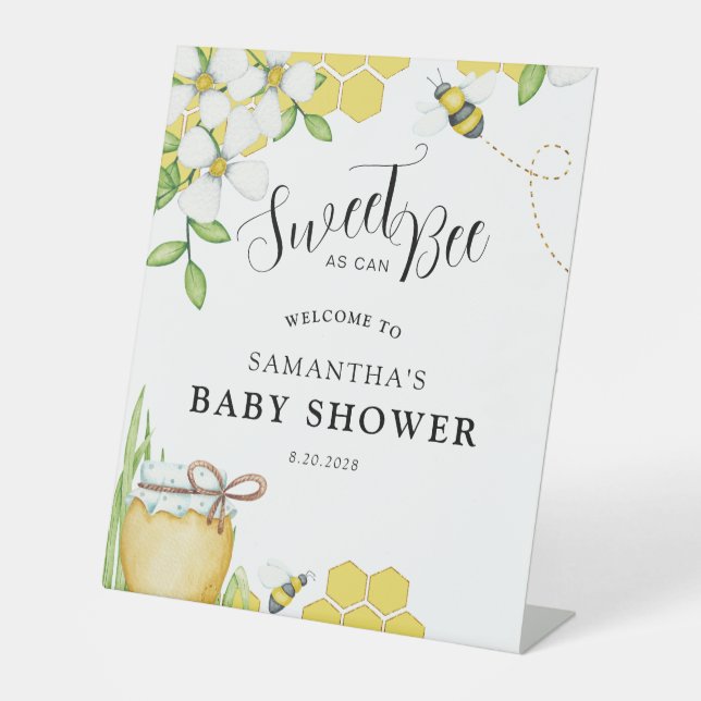 Signe De Table Sweet As Can Bee Baby shower Affiche de bienvenue (Recto)