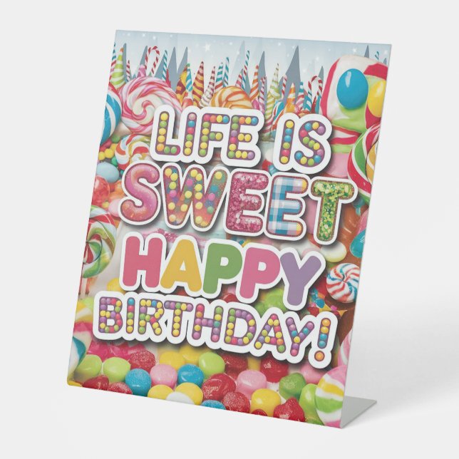 Signe De Table Sweet Candyland Design d'anniversaire - Amusant et (Recto)
