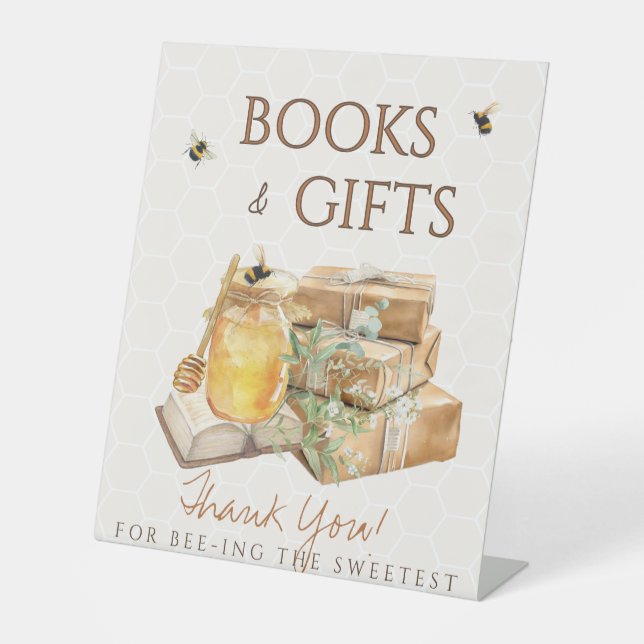 Signe De Table Sweet Little Honey Baby shower Livres Cadeaux (Recto)