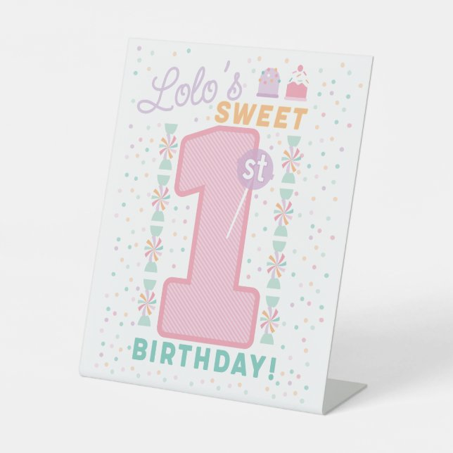 Signe De Table Sweet One First Birthday pedestal sign (Recto)