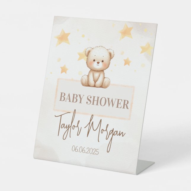 Signe De Table Sweet Teddy Bear Baby Shower (Recto)