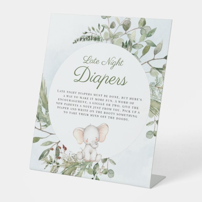 Signe De Table Symbole Baby shower éléphant des plongeurs de nuit (Recto)