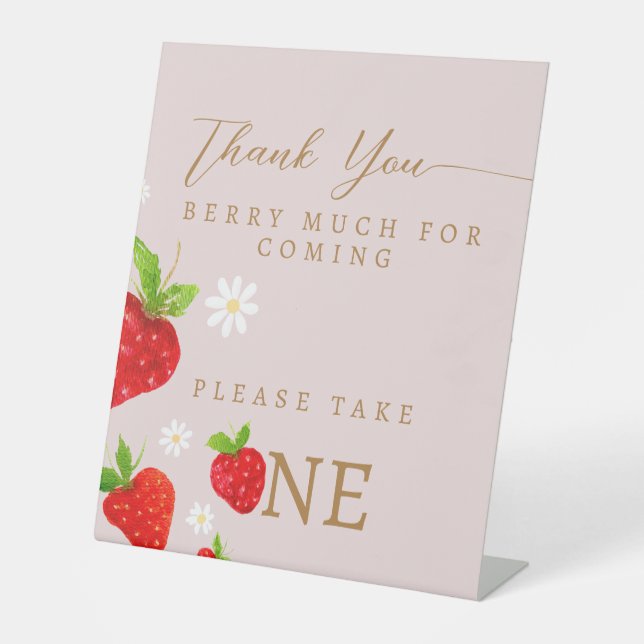 Signe De Table Symbole Berry First 1st Strawberry Anniversaire Fa (Recto)