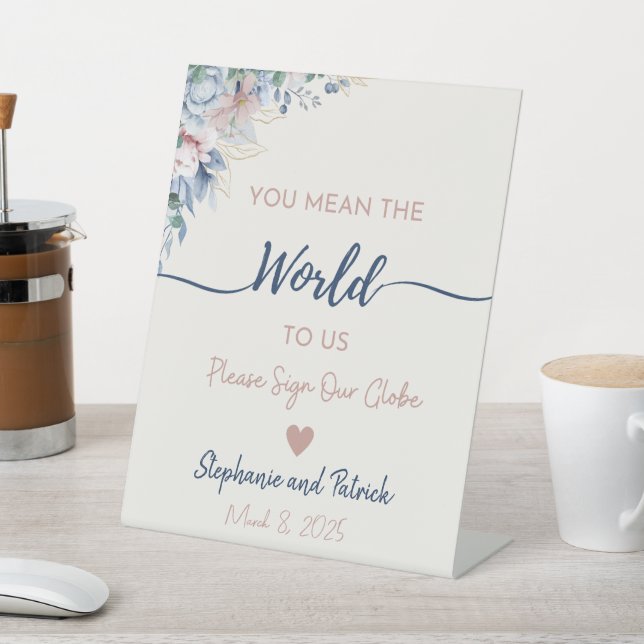 Signe De Table SYMBOLE Bleu Floral Mariage Guest Globe (In SItu)