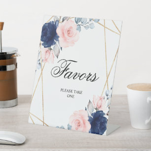 Signe De Table Symbole bleu rose et bleu marine Rose de douche Fa