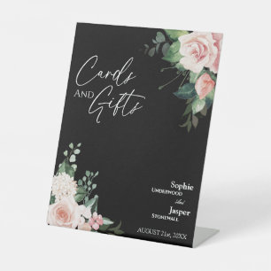 Signe De Table Symbole Blush Floral Black Wedding Cartes et Cadea