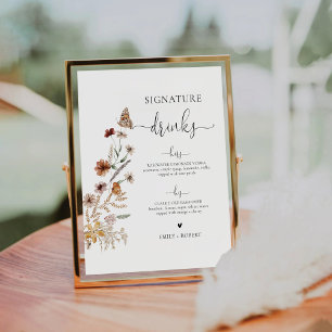 Signe De Table Symbole boisson minuscule Fleur sauvage