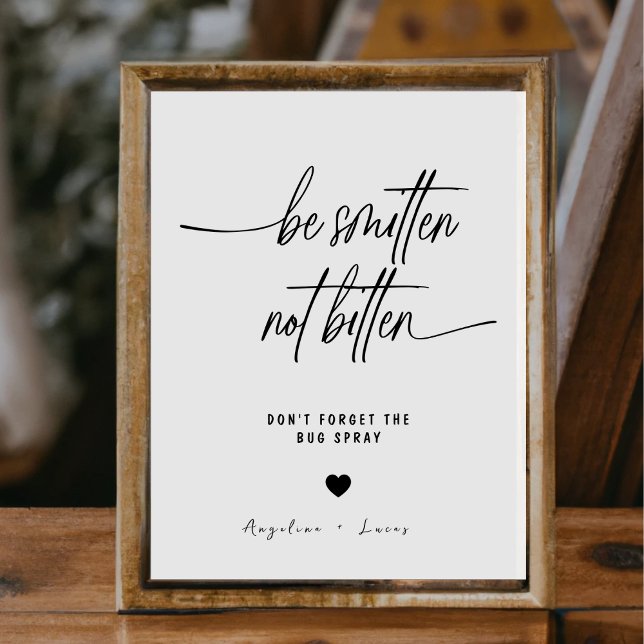 Signe De Table Symbole Calligraphy Be Smitten Not Bitten Bug Spra (Créateur téléchargé)