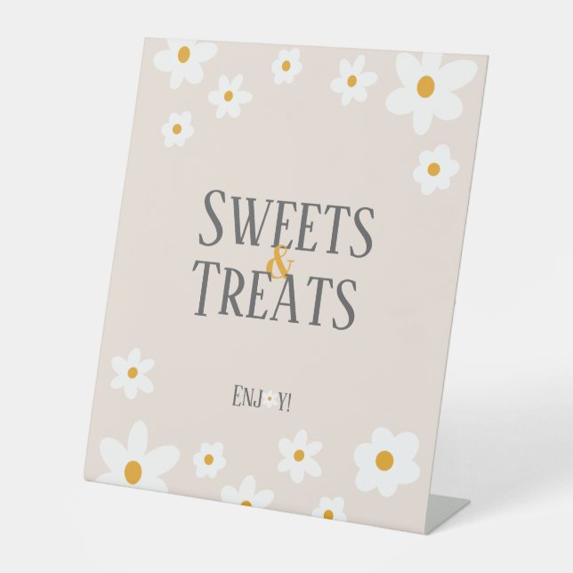 Signe De Table Symbole Daisy 1er Anniversaire Sweets & Traitement (Recto)