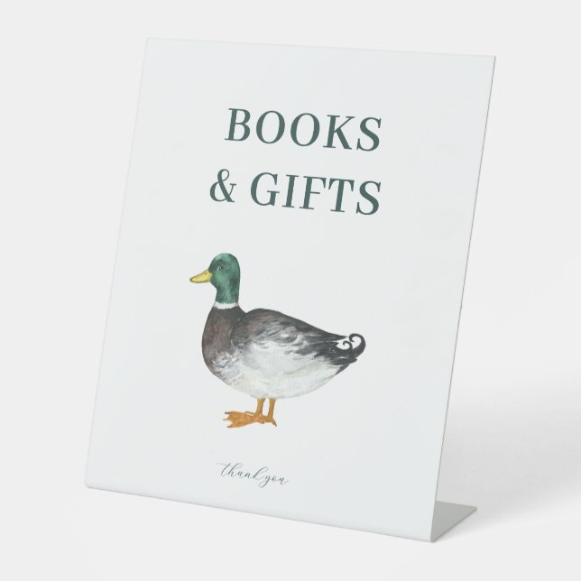 Signe De Table Symbole de Baby shower Mallard Duck Books and Gids (Recto)