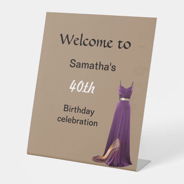 Signe De Table Symbole de bienvenue pour 40e anniversaire (Recto)