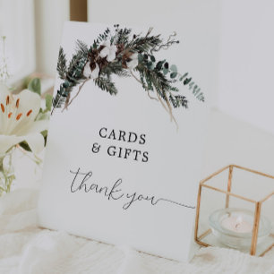 Signe De Table Symbole de Bouquet de verdure d'hiver Cartes et ca