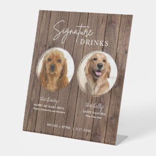 Signe De Table Symbole de chien Boissons Signer Rustic Mariage Ba