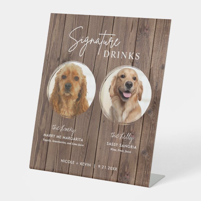 Signe De Table Symbole de chien Boissons Signer Rustic Mariage Ba (Recto)