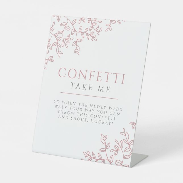 Signe De Table Symbole de confetti mariage en feuille rose vif (Recto)