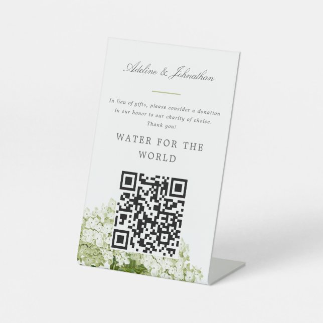 Signe De Table Symbole de don de bienfaisance White Hydrangea (Recto)