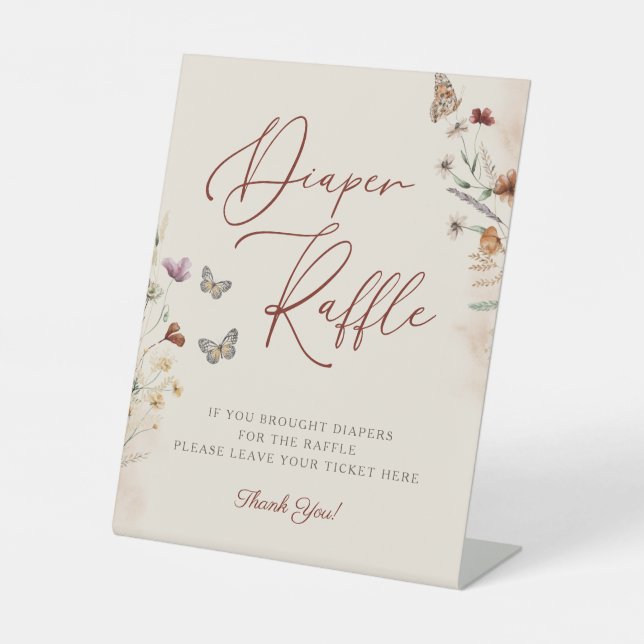 Signe De Table Symbole de jauge de Baby shower Fleur sauvage Boho (Recto)