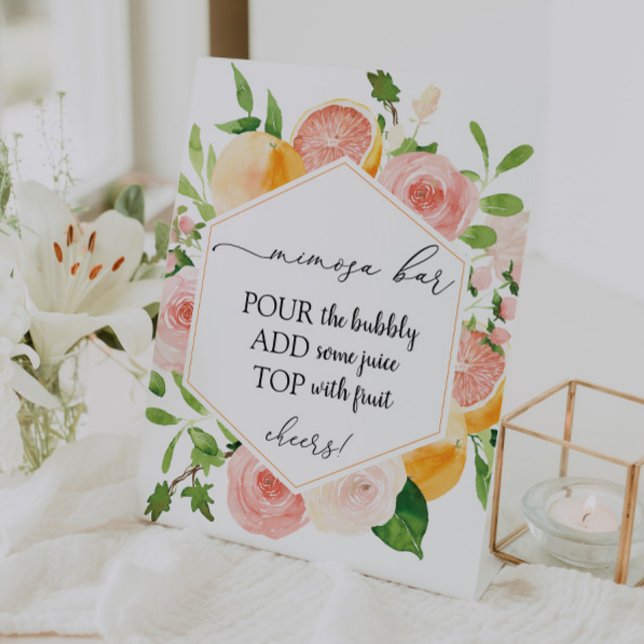 Signe De Table Symbole de la barre de Mimosa aux fruits d'agrumes (Créateur téléchargé)