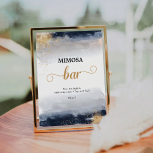 Signe De Table Symbole de la barre de Mimosa marine et or