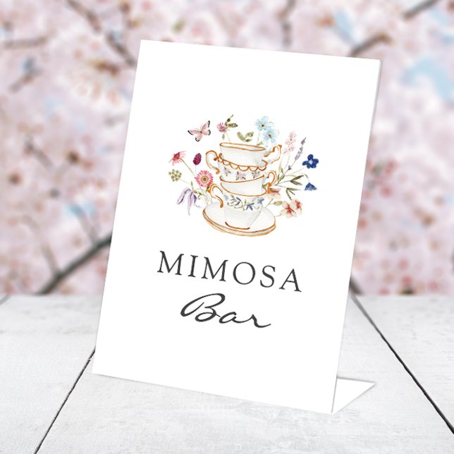 Signe De Table Symbole de la barre Mimosa de thé (Floral Tea Bridal Party Mimosa Bar Sign by Painted Paperie
)