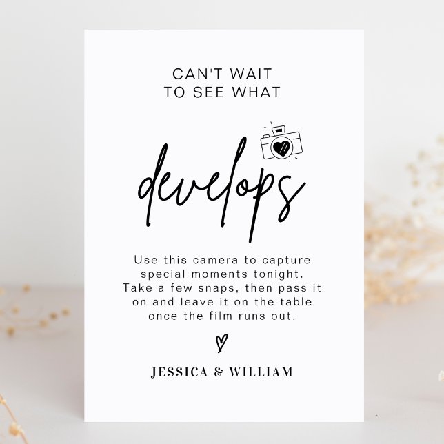 Signe De Table Symbole de la caméra jetable de Mariage moderne (Créateur téléchargé)