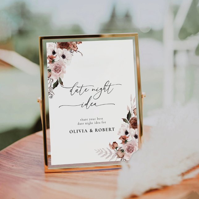 Signe De Table Symbole de la Soie Florale Date Nuit (Créateur téléchargé)