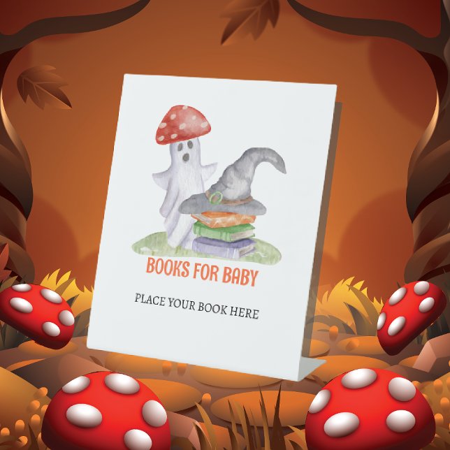 Signe De Table Symbole de l'Halloween de champignons fantômes Liv (Cute Ghost Mushroom Halloween Books for Baby Sign)