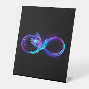 Signe De Table Symbole de l'infini néon avec colibri lumineux